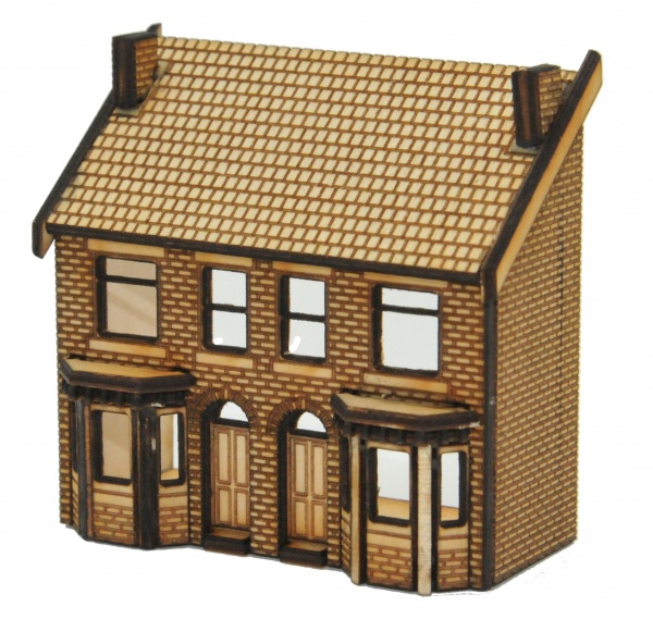 N-HS014 Low Relief Victorian Double Bay Window Terraced Houses N Gauge Laser Cut