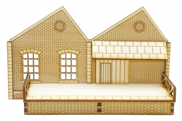 NL004 Ultra Low Relief Single Storey Northlight Factory with Railway level Good door and Platform Right Hand Peak OO Gauge Kit