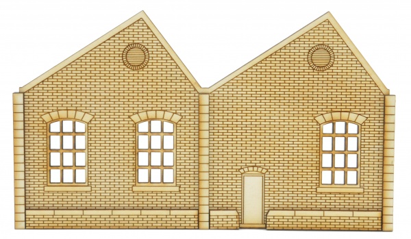 NL002 Ultra Low Relief Single Storey Northlight Factory with Door Right Hand Peak OO Gauge Kit