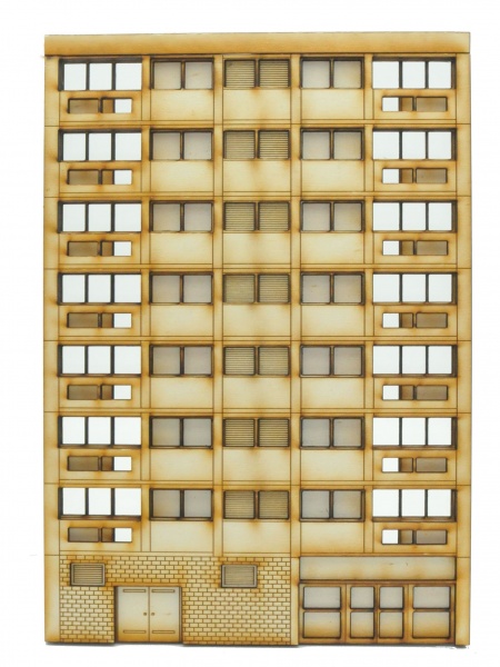 FL002 Right Hand Low Relief Block of Flats OO Gauge Laser Cut Kit